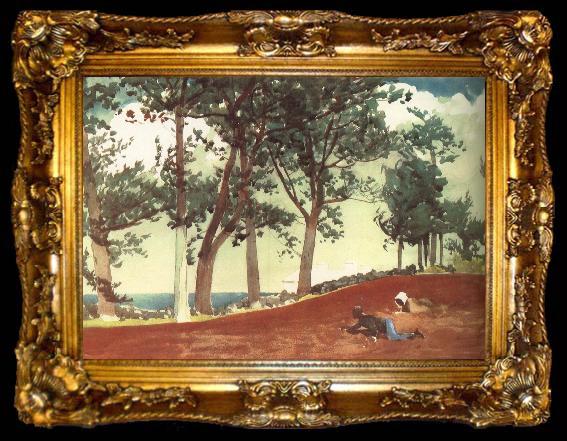 framed  Winslow Homer Houses and trees, ta009-2